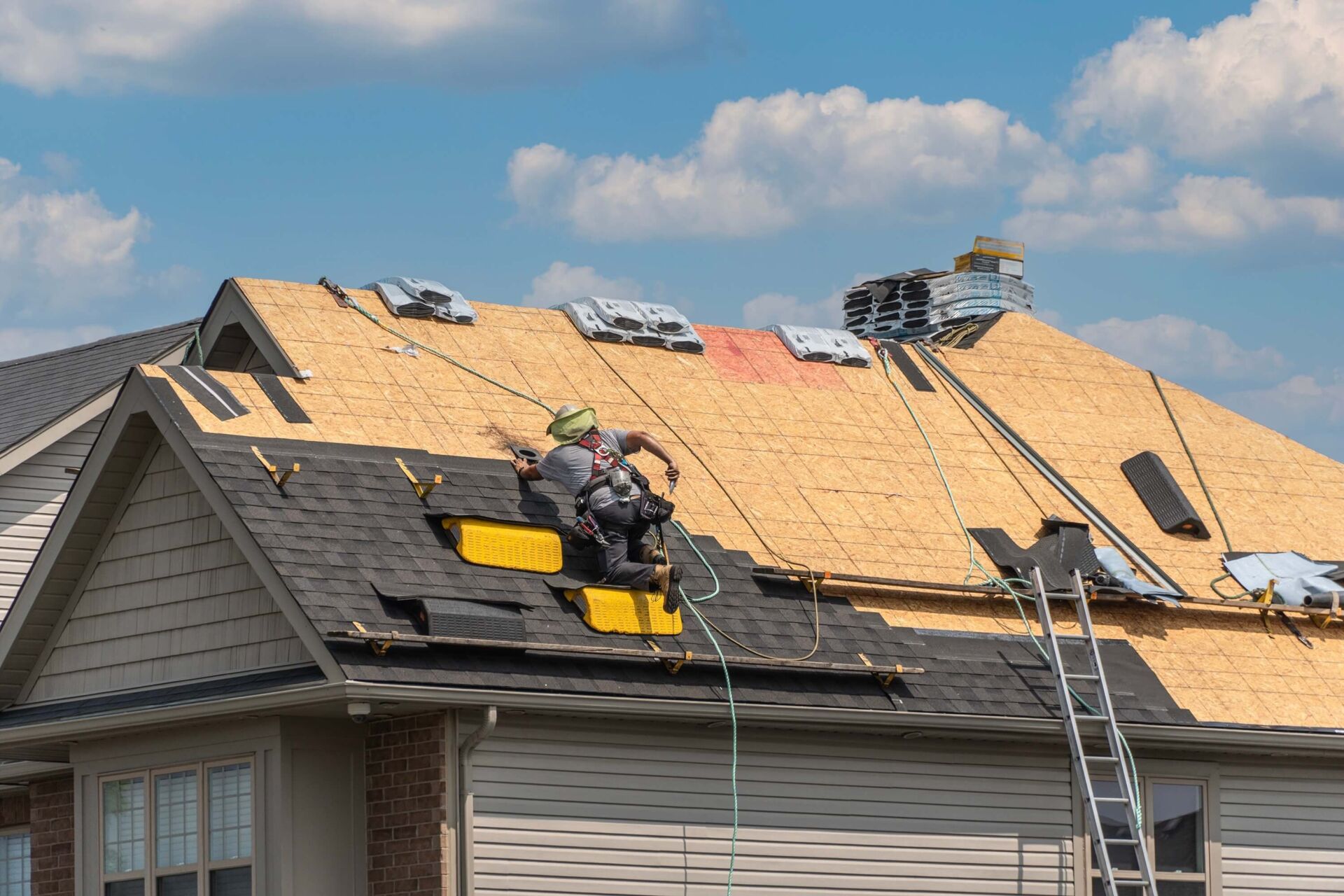 Roofer working